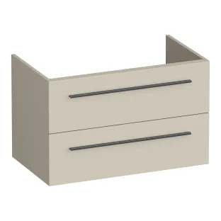 Brauer Trust washbasin cabinet excl. surface-mounted handles - 80x46x50 cm - 2 drawers without handles - 1 siphon recess - MDF lacquered - Matt Beige