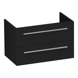 Brauer Trust washbasin cabinet excl. surface-mounted handles - 80x46x50 cm - 2 drawers without handles - 1 siphon recess - MDF lacquered - Matt Black