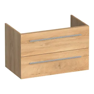 Brauer Trust wastafelonderkast excl. opbouwgrepen - 80x46x50 cm - 2 laden greeploos - 1 sifonuitsparing - MFC - Forest Tan