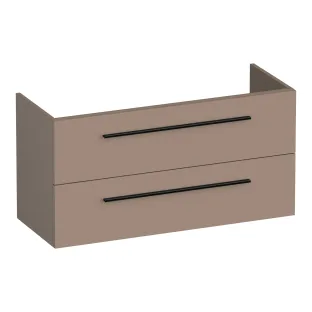 Brauer Trust washbasin cabinet shallow excl. surface-mounted handles - 100x39x50 cm - 2 drawers handleless - 1 siphon recess - MDF lacquered - Matt Mocha