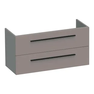 Brauer Trust washbasin cabinet shallow excl. surface-mounted handles - 100x39x50 cm - 2 drawers handleless - 1 siphon recess - MDF lacquered - Matt Taupe
