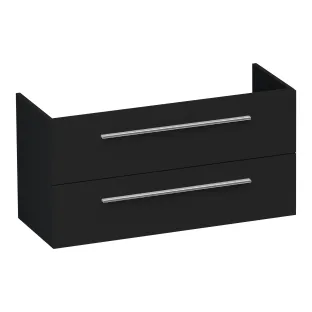 Brauer Trust washbasin cabinet shallow excl. surface-mounted handles - 100x39x50 cm - 2 drawers handleless - 1 siphon recess - MDF lacquered - Matt Black