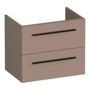 Brauer Trust washbasin cabinet shallow excl. surface-mounted handles - 60x39x50 cm - 2 drawers handleless - 1 siphon recess - MDF lacquered - Matt Mocha