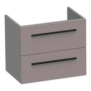 Brauer Trust washbasin cabinet shallow excl. surface-mounted handles - 60x39x50 cm - 2 drawers handleless - 1 siphon recess - MDF lacquered - Matt Taupe