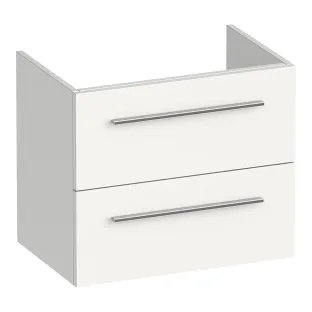 Brauer Trust washbasin cabinet shallow excl. surface-mounted handles - 60x39x50 cm - 2 drawers handleless - 1 siphon recess - MDF lacquered - Gloss white