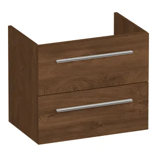 Brauer Trust wastafelonderkast ondiep excl. opbouwgrepen - 60x39x50 cm - 2 laden greeploos - 1 sifonuitsparing - MFC - Forest Cacao