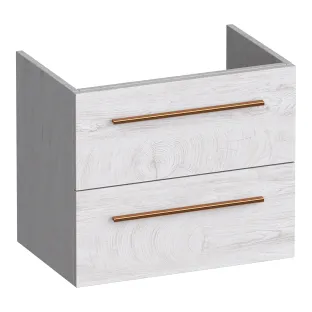 Brauer Trust wastafelonderkast ondiep excl. opbouwgrepen - 60x39x50 cm - 2 laden greeploos - 1 sifonuitsparing - MFC - Forest Seashell