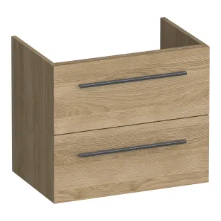 Brauer Trust wastafelonderkast ondiep excl. opbouwgrepen - 60x39x50 cm - 2 laden greeploos - 1 sifonuitsparing - MFC - Sunlit