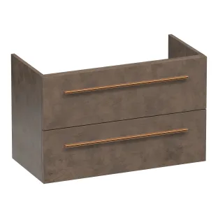 Brauer Trust wastafelonderkast ondiep excl. opbouwgrepen - 80x39x50 cm - 2 laden greeploos - 1 sifonuitsparing - MFC - Erosion
