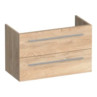 Brauer Trust wastafelonderkast ondiep excl. opbouwgrepen - 80x39x50 cm - 2 laden greeploos - 1 sifonuitsparing - MFC - Forest Wheat