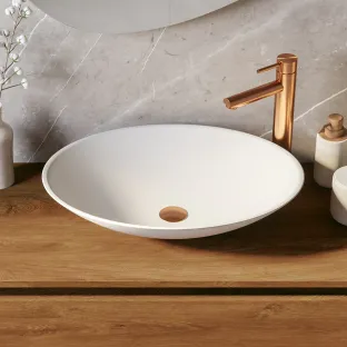 Brauer Vortex wash basin - fine stone - oval - 58x42 cm - matt white