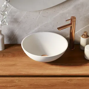 Brauer Vortex wash basin - fine stone - round - 40x15 cm - matt white