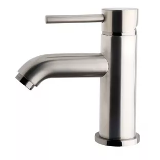 cadans washbasin tap - Low - Brushed steel - With click waste