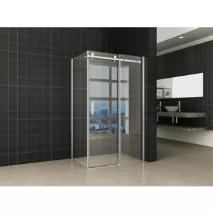 Douchecabine - douchedeur + zijwand - 120 x 100 x 200 cm- Chroom - 8 mm dik veiligheidsglas - NANO coating