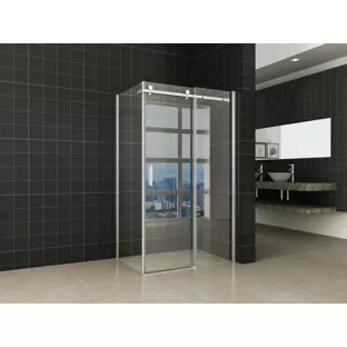 Douchecabine - douchedeur + zijwand - 120 x 80 x 200 cm - Chroom - 8mm dik veiligheidsglas - NANO coating