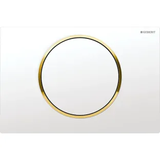 Geberit Sigma 10 flush plate - 1-button front control - 24.6x16.4 cm - White / Gold