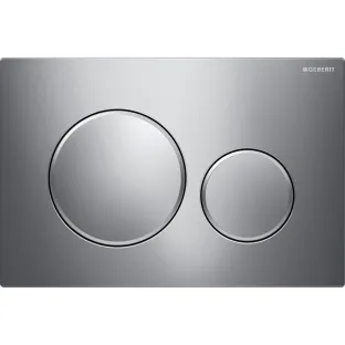 Geberit Sigma 20 actuator plate - 2-button front operation - 24.6x16.4 cm - Gloss chrome with matt chrome rings