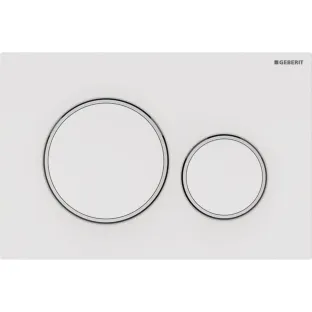 Geberit Sigma 20 actuator plate - 2-button front operation - 24.6x16.4 cm - Gloss white with matt white rings