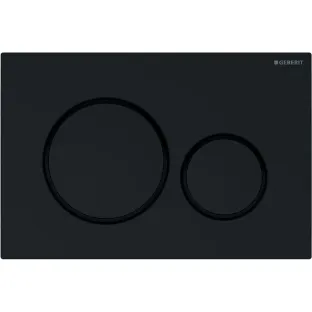 Geberit Sigma 20 actuator plate - 2-button front control - 24.6x16.4 cm - Gloss black with matt black rings