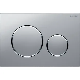 Geberit Sigma 20 actuator plate - 2-button front operation - 24.6x16.4 cm - Matt chrome with gloss chrome rings