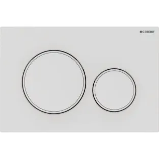 Geberit Sigma 20 actuator plate - 2-button front operation - 24.6x16.4 cm - Matt white with matt white rings