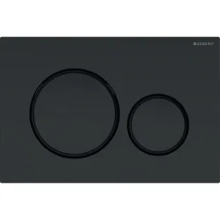 Geberit Sigma 20 actuator plate - 2-button front operation - 24.6x16.4 cm - Matt black with black rings