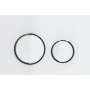 Geberit Sigma 21 control plate - 2-test front control - 24.6x16.4 cm - Glossy white with glossy chrome rings