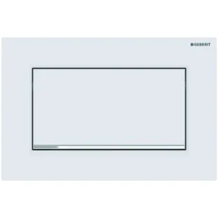 Geberit Sigma 30 flush plate - 1-button front control - 24.6x16.4 cm - Matt white / Glossy chrome