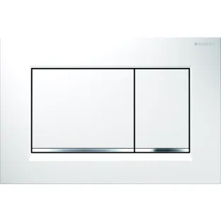 Geberit Sigma 30 flush plate - 2-button front operation - 24.6x16.4 cm - Gloss white / Gloss chrome