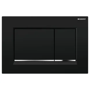 Geberit Sigma 30 actuator plate - 2-button front operation - 24.6x16.4 cm - Gloss black / Gloss chrome