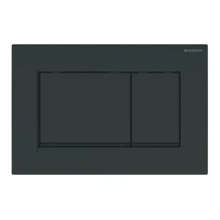 Geberit Sigma 30 actuator plate - 2-button front operation - 24.6x16.4 cm - Gloss black / Matt black