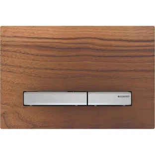 Geberit Sigma 50 actuator plate - 2-button front operation - 24.6x16.4 cm - American walnut / Chrome