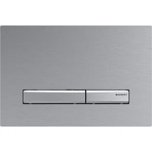 Geberit Sigma 50 actuator plate - 2-button front operation - 24.6x16.4 cm - Brushed chrome / Chrome