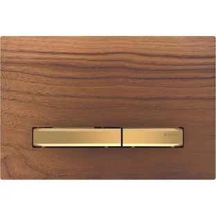 Geberit Sigma 50 actuator plate - 2-button front operation - 24.6x16.4 cm - Brass / American walnut