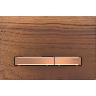 Geberit Sigma 50 actuator plate - 2-button front control - 24.6x16.4 cm - Red gold / American walnut