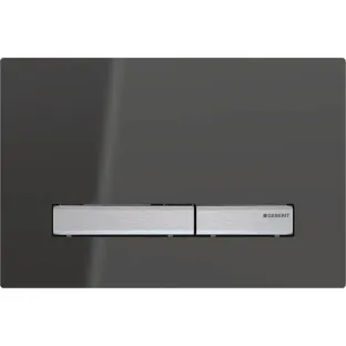 Geberit Sigma 50 actuator plate - 2-button front operation - 24.6x16.4 cm - Mirrored smoked glass / Chrome