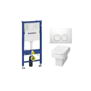 Geberit UP100 Toilet set - Carre wall-mounted toilet with toilet seat deep flush white softclose - Geberit Delta 25 white