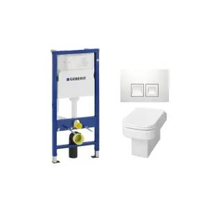 Geberit UP100 Toilet set - Carre wall-mounted toilet with toilet seat deep flush white softclose - Geberit Delta 35 white