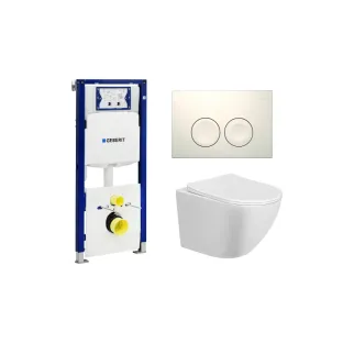 Geberit UP100 Toilet Set - Nibiru wall closet rimless with toilet seat softclose and quick release gloss white - Geberit Delta 25 white