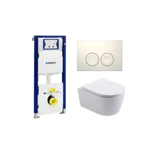 Geberit UP100 Toilet set - Noah wall-mounted toilet rimless with toilet seat softclose gloss white - Geberit Delta 25 white