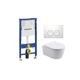 Geberit UP100 Toilet set - Noah wall-mounted toilet rimless with toilet seat softclose matt white - Geberit Delta 25 white