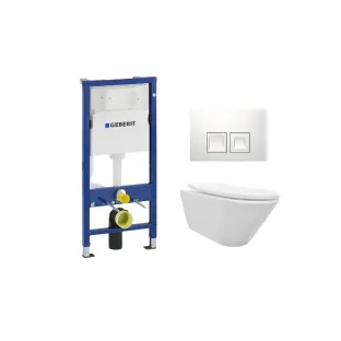 Geberit UP100 Toilet set - Stereo wall-mounted toilet with shade toilet seat gloss white softclose - Geberit Delta 35 white