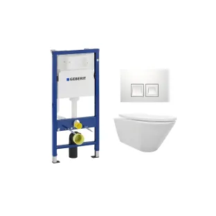 Geberit UP100 Toilet set - Stereo wall-mounted toilet with shade toilet seat matt white softclose - Geberit Delta 35 white