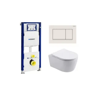 Geberit UP320 Toilet set - Noah wall-mounted toilet rimless with toilet seat softclose gloss white - Sigma 30 control plate matt white