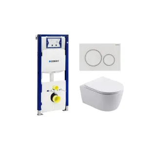 Geberit UP320 Toilet set - Noah wall-mounted toilet rimless with toilet seat softclose matt white - Sigma 20 control plate matt white