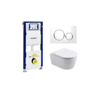 Geberit UP320 Toilet set - Noah wall-mounted toilet rimless with toilet seat softclose matt white - Sigma 20 control plate white