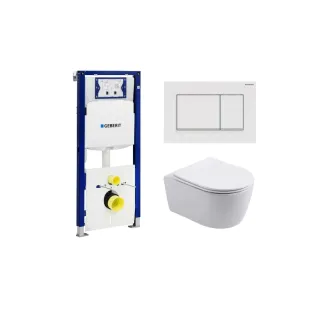 Geberit UP320 Toilet set - Noah wall-mounted toilet rimless with toilet seat softclose matt white - Sigma 30 control plate matt white