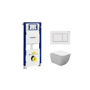 Geberit UP320 Toilet set - Sky wall-mounted toilet shortened with toilet seat softclose and quick release gloss white - Sigma 30 control plate matt white