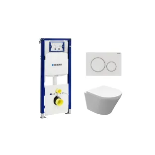 Geberit UP320 Toilet set - Vesta junior wall-mounted toilet rimless shortened with toilet seat softclose and quick release gloss white - Sigma 20 control plate matt white