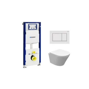 Geberit UP320 Toilet set - Vesta junior wall-mounted toilet rimless shortened with toilet seat softclose and quick release gloss white - Sigma 30 control plate matt white